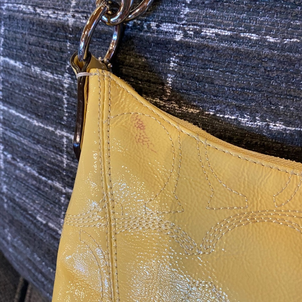 Yellow Coach Patent Leather handbag - Picture 5 of 9